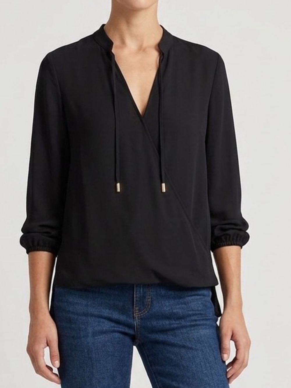 Michael Kors Black Surplice Top